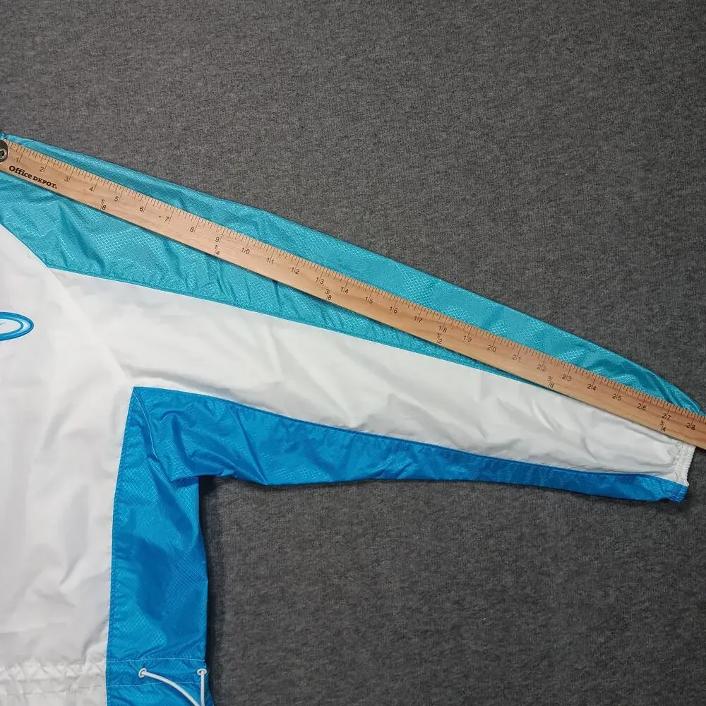 Nike Jacket Womens Small White Blue Full Zip Windbreaker Colorblock Logo Track